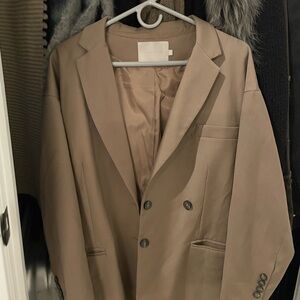 Tan Double-Breasted Blazer
